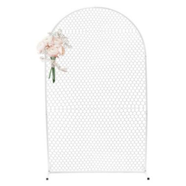 Infinity Merch Wedding Arch Door Flower Balloon Rack Background White. View a larger version of this product image.