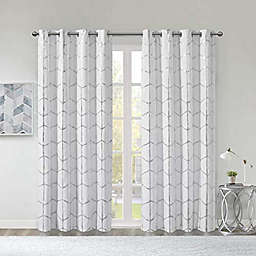 JLA Home Intelligent Design Raina Total Blackout Metallic Print Grommet Top Single Window Curtain Panel Thermal Insulated Light Blocking Drape for Bedroom Living Room and Dorm 1 Piece, 50x63, White/Silver