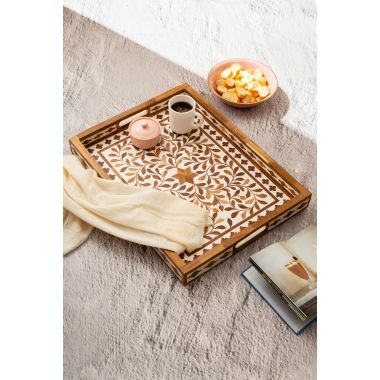 GAURI KOHLI Jodhpur Wood Inlay Decorative Tray, 20" x 15". View a larger version of this product image.