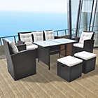 Alternate image 0 for vidaXL 6 Piece Patio Dining Set with Cushions Poly Rattan Brown