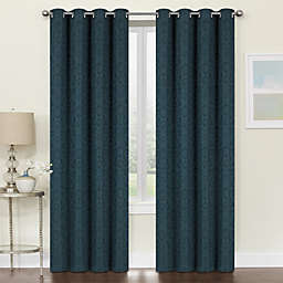 Kate Aurora Regency Collection Raised Jacquard Damask Grommet Top Curtains - 52 in. W x 84 in. L, Dark Teal/Navy