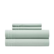 Chic Home Savannah Sheet Set Solid Color With Dual Stripe Embroidery - Includes 1 Flat, 1 Fitted Sheet, and 2 Pillowcases - 4 Piece - King 108x102", Green