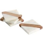 Alternate image 1 for Laurie Gates California Designs Mango Wood and White Marble Square 4 Piece Coaster Set