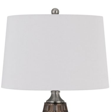 Saltaro Sherpi 31 Inch Glass Table Lamp with Dimmer, Geometric Base, Brown- Saltoro Sherpi. View a larger version of this product image.