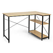 Slickblue 48 Inch Reversible L Shaped Computer Desk with Adjustable Shelf