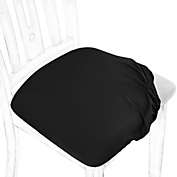 PiccoCasa Chair Seat Covers for Dining Room Set of 6, Polyester Soft Elastic Solid/Pure Dining Room Chair Seat Covers, Black