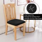 Alternate image 3 for PiccoCasa Chair Seat Covers for Dining Room Set of 6, Polyester Soft Elastic Solid/Pure Dining Room Chair Seat Covers, Black