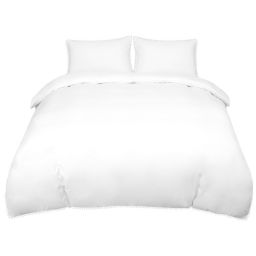 PiccoCasa Solid 3 Pieces Duvet Cover Set with Pompoms, 110gsm Brushed Polyester Microfiber Bedding Set, Duvet Cover & 2 Pillowcase, Zipper Closure & Corner Ties(No Duvet) Queen White