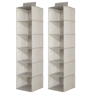 mDesign Fabric Over Closet Rod Hanging Organizer, 6 Shelves