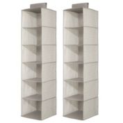 mDesign Fabric Over Closet Rod Hanging Organizer, 6 Shelves