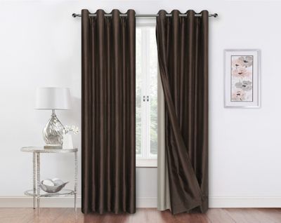 2 Pack Double Layered 100% Blackout Window Curtains - 50 in. W x 63 in. L, Brown/Linen