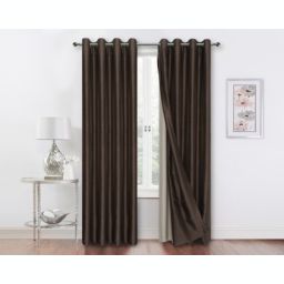 2 Pack Double Layered 100% Blackout Window Curtains - 50 in. W x 63 in. L, Brown/Linen