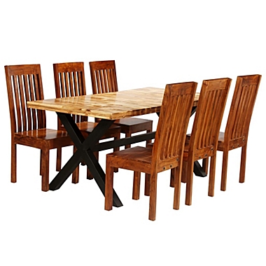 vidaXL Solid Oak Dining Room Set 5 Piece Kitchen Furniture Table and Chairs 