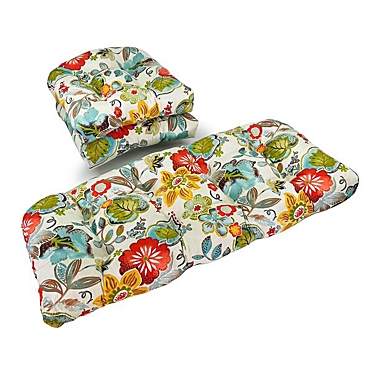 Pillow Perfect 3 Pcs Outdoor Alatriste Ivory Multi-Color Cushion Seat Set. View a larger version of this product image.