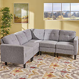 Contemporary Home Living 5-Piece Gray and Brown Contemporary Sectional Sofa Set 35.75