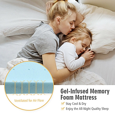 Costway-CA 4 Inch Gel Injection Memory Foam Mattress Top Ventilated Mattress Double Bed-Twin Size. View a larger version of this product image.