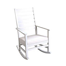 Gift Mark 4000W Mission style Adult Rocking chair with Upholstered Seat (White Color)