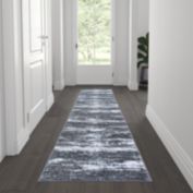 Flash Furniture Valli Collection 2' x 7' Purple Abstract Area Rug - Olefin Rug with Jute Backing - Hallway, Entryway, Bedroom, Living Room