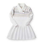 Alternate image 0 for Hope & Henry Girls&#39; Shawl Collar Drop Waist Dress (White Long Sleeve, 4)