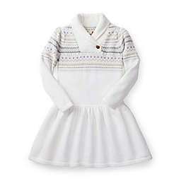 Hope & Henry Girls' Shawl Collar Drop Waist Dress (White Long Sleeve, 4)