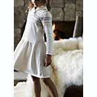 Alternate image 1 for Hope & Henry Girls&#39; Shawl Collar Drop Waist Dress (White Long Sleeve, 4)