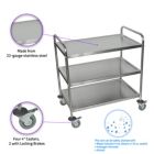 Alternate image 1 for Luxor ST-3 - 37"H Large Stainless Steel Cart - 3 Shelves