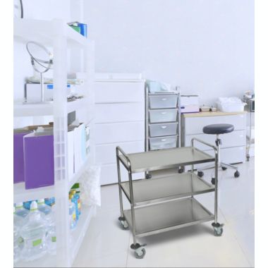 Luxor ST-3 - 37"H Large Stainless Steel Cart - 3 Shelves. View a larger version of this product image.