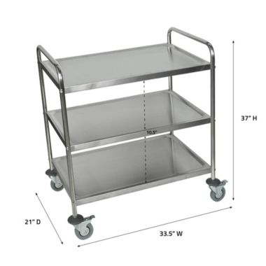 Luxor ST-3 - 37"H Large Stainless Steel Cart - 3 Shelves. View a larger version of this product image.