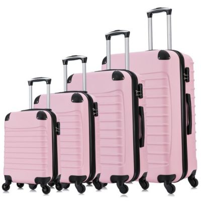Infinity Merch 4 Piece Set Luggage Expandable Suitcase in Pink