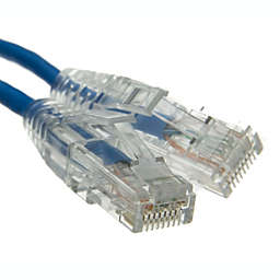 Cable Wholesale Cat6a Blue Slim Ethernet Patch Cable, Snagless/Molded Boot, 3 foot