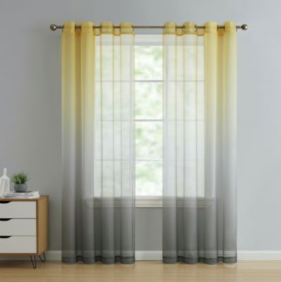 Yellow And Gray Curtains Bed Bath, Yellow Grey And Black Curtains