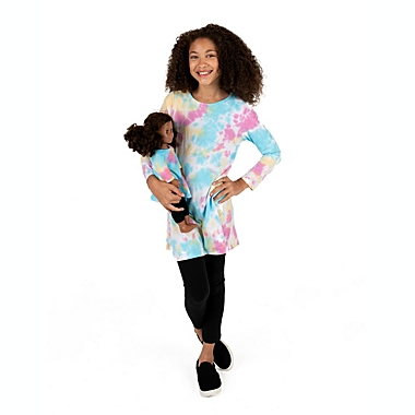 Leveret Girls and Doll Cotton Dress Tie Dye. View a larger version of this product image.
