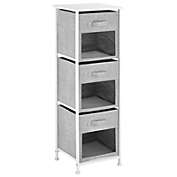 mDesign Vertical Furniture Storage Tower with 3 Fabric Drawer Bins