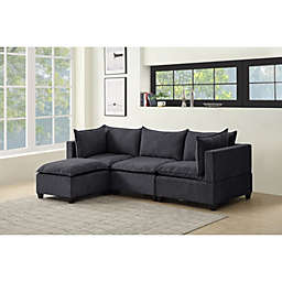 Contemporary Home Living 10' Iron Gray Madison Fabric Fabric Reversible Sectional Sofa Ottoman