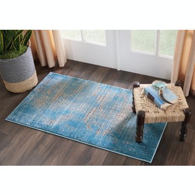 Nourison Karma KRM01 Blue Area Rug 2'2" x 3'9". View a larger version of this product image.