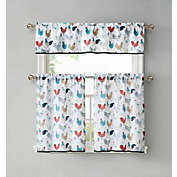 Kate Aurora Multi Rooster Complete 3 Pc Kitchen Curtain Tier & Valance Set - 56 in. W x 15 in. L, White Background
