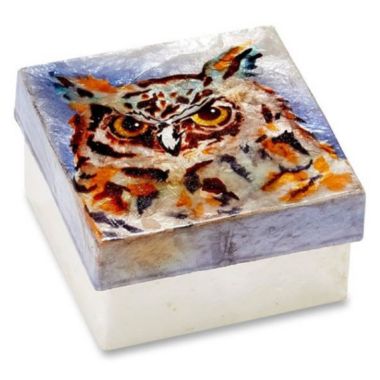 Owl Capiz Jewelry Trinket Keepsake Box Container New. View a larger version of this product image.