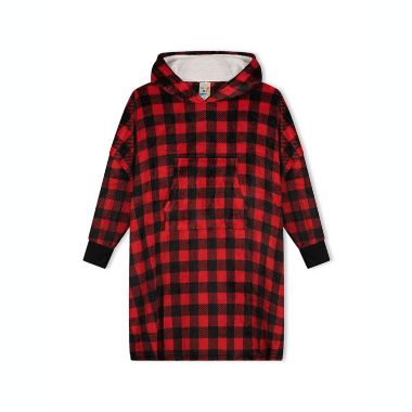 Sleep On It Unisex Red Plaid Wearable Cozy Fleece Blanket Hoodie. View a larger version of this product image.
