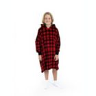 Alternate image 1 for Sleep On It Unisex Red Plaid Wearable Cozy Fleece Blanket Hoodie