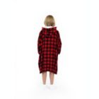 Alternate image 3 for Sleep On It Unisex Red Plaid Wearable Cozy Fleece Blanket Hoodie