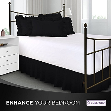 SHOPBEDDING Ruffled Bed Skirt with Split Corners - Day Bed, Black, 14 Inch Drop Cotton Blend Bedskirt (Available in 14 Colors) - Blissford Dust Ruffle. View a larger version of this product image.