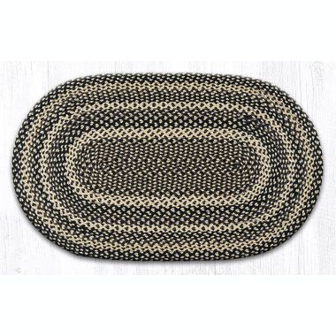 Earth Rugs C-123 Ebony / Ivory / Chocolate Oval Braided Rug 27 x 45 inch. View a larger version of this product image.