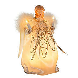 Kurt Adler 10-Light 9 Inch Ivory and Gold Angel Treetop