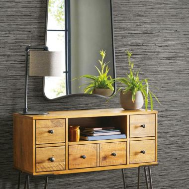 Roommates Decor Modern Faux Grasscloth Peel & Stick Wallpaper - Dark Gray. View a larger version of this product image.