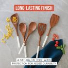 Alternate image 2 for Chef Pomodoro Cooking Wooden Utensils, Spoons, Spatula for Kitchen, 5-Piece Set, 12" Long, Non Stick Cookware Tools or Utensils Includes Wooden Spoon, Spatula, Fork, Slotted Turner (White)