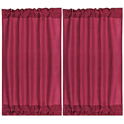 PiccoCasa 2-Pack Rod Pocket Door French Curtains Burgundy 25