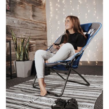 Zenithen Foldable Rectangular Air Mesh Outdoor Bungee Chair, Blue/Gray Pack of 1. View a larger version of this product image.