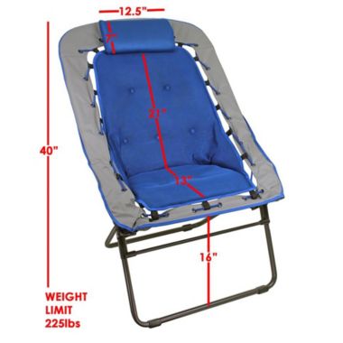 Zenithen Foldable Rectangular Air Mesh Outdoor Bungee Chair, Blue/Gray Pack of 1. View a larger version of this product image.