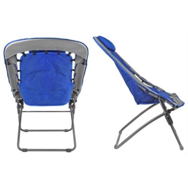 Zenithen Foldable Rectangular Air Mesh Outdoor Bungee Chair, Blue/Gray Pack of 1. View a larger version of this product image.