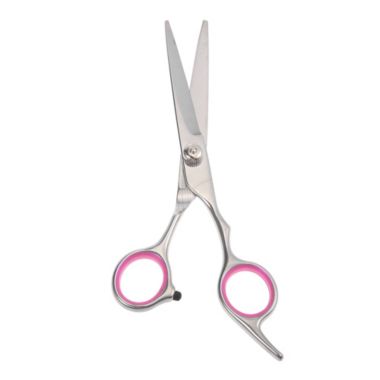 Unique Bargains Stainless Steel Straight Scissors Haircutting Scissor for Long Short Thick Hard Soft Hair for Men Women with Pink Gasket Ring. View a larger version of this product image.